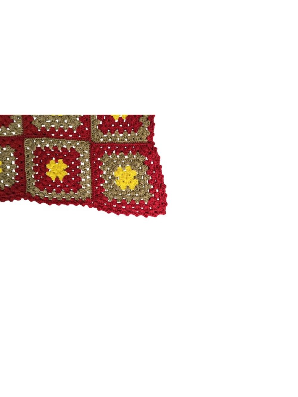 Handmade Granny Square Blanket Crochet Red Yellow Brown 55" X 37" Fall - Picture 4 of 4